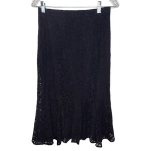 J. Crew Black Lace Midi Skirt Size 4 Tall